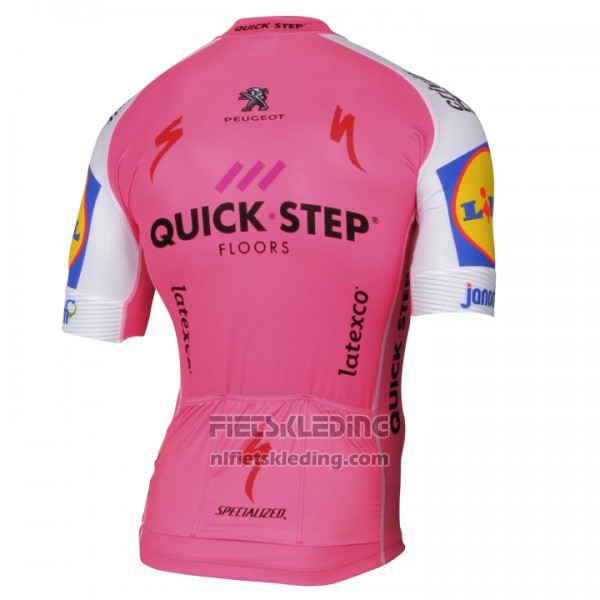 2017 Fietskleding Quick Step Roze Korte Mouwen en Koersbroek